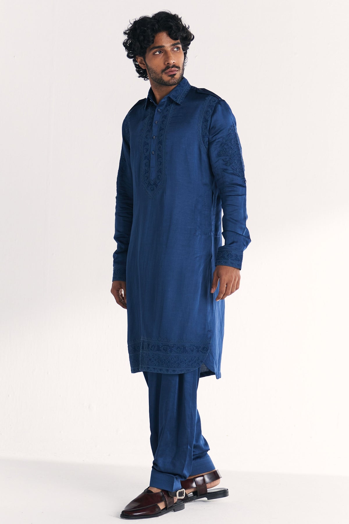 Jalal Blue Pathani Kurta Set