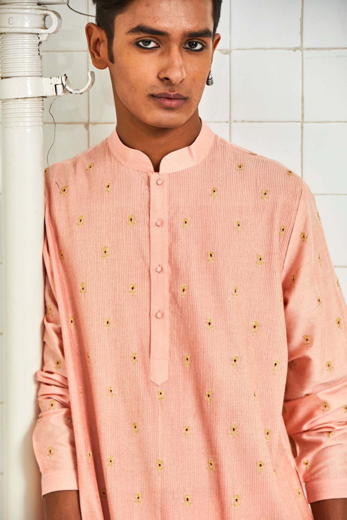 Peach Kalwara Embroidered Kurta Set