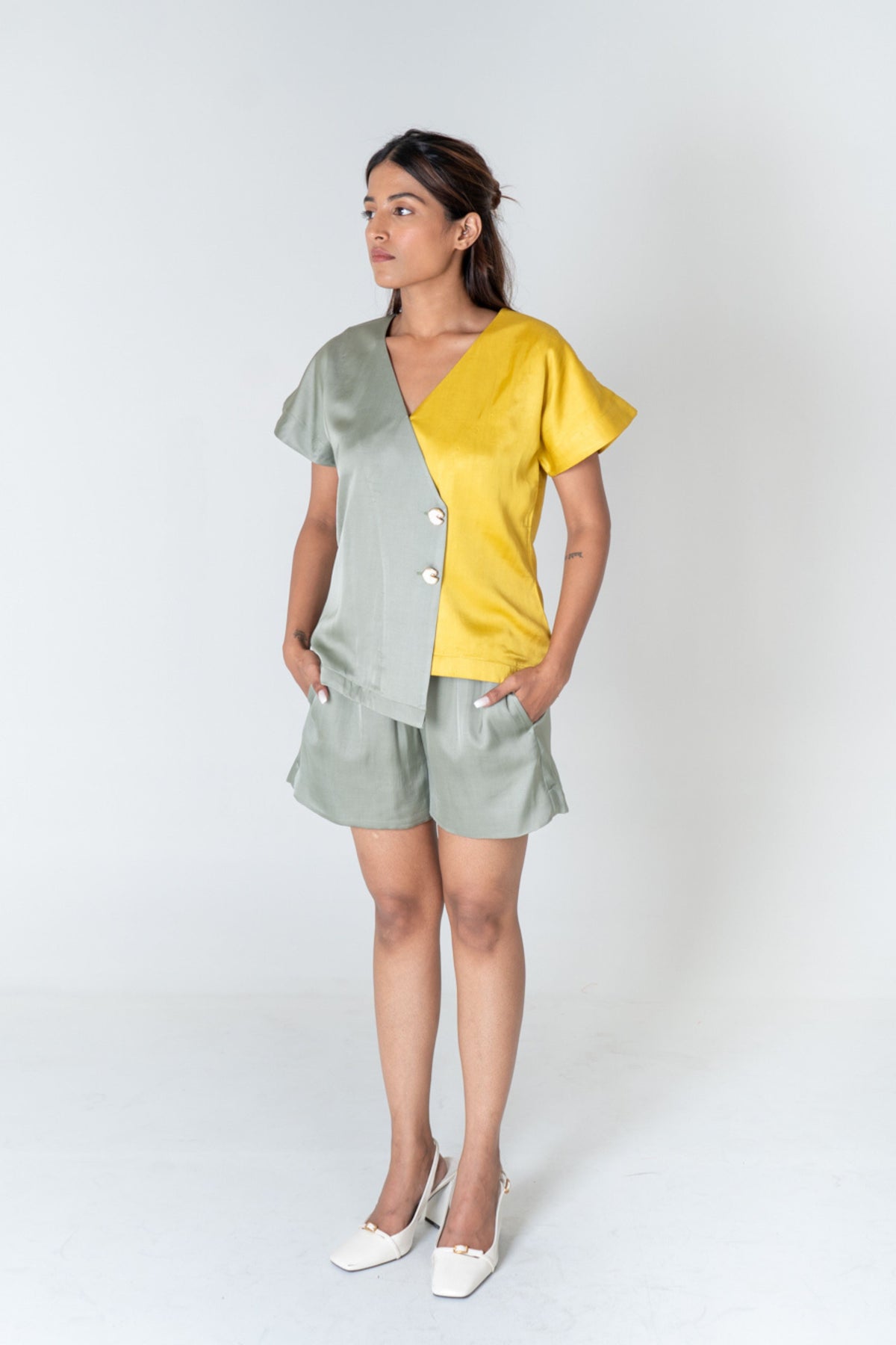 Green-yellow Short Co-ord Set