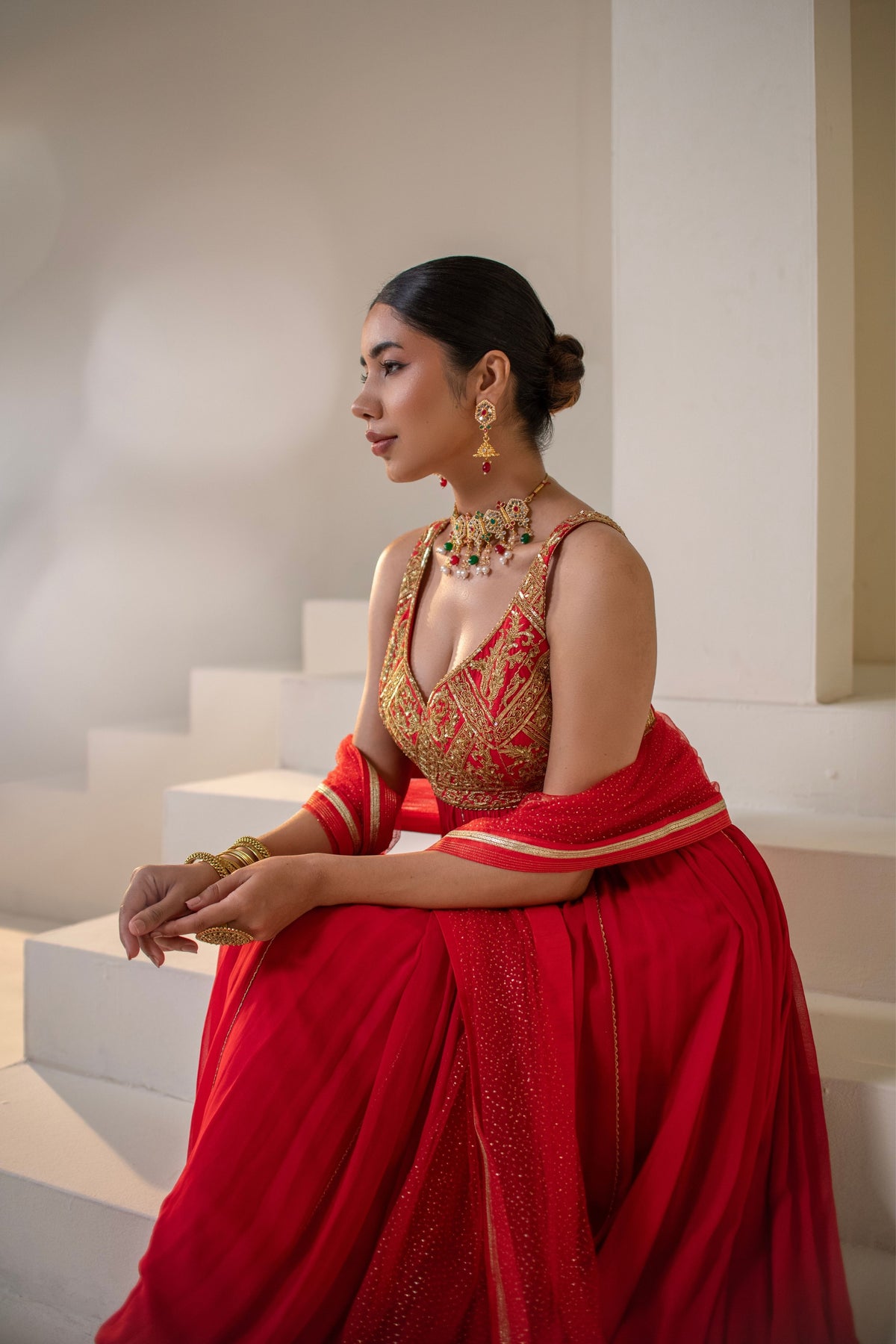Crimson Red  Embellished  Anarkali