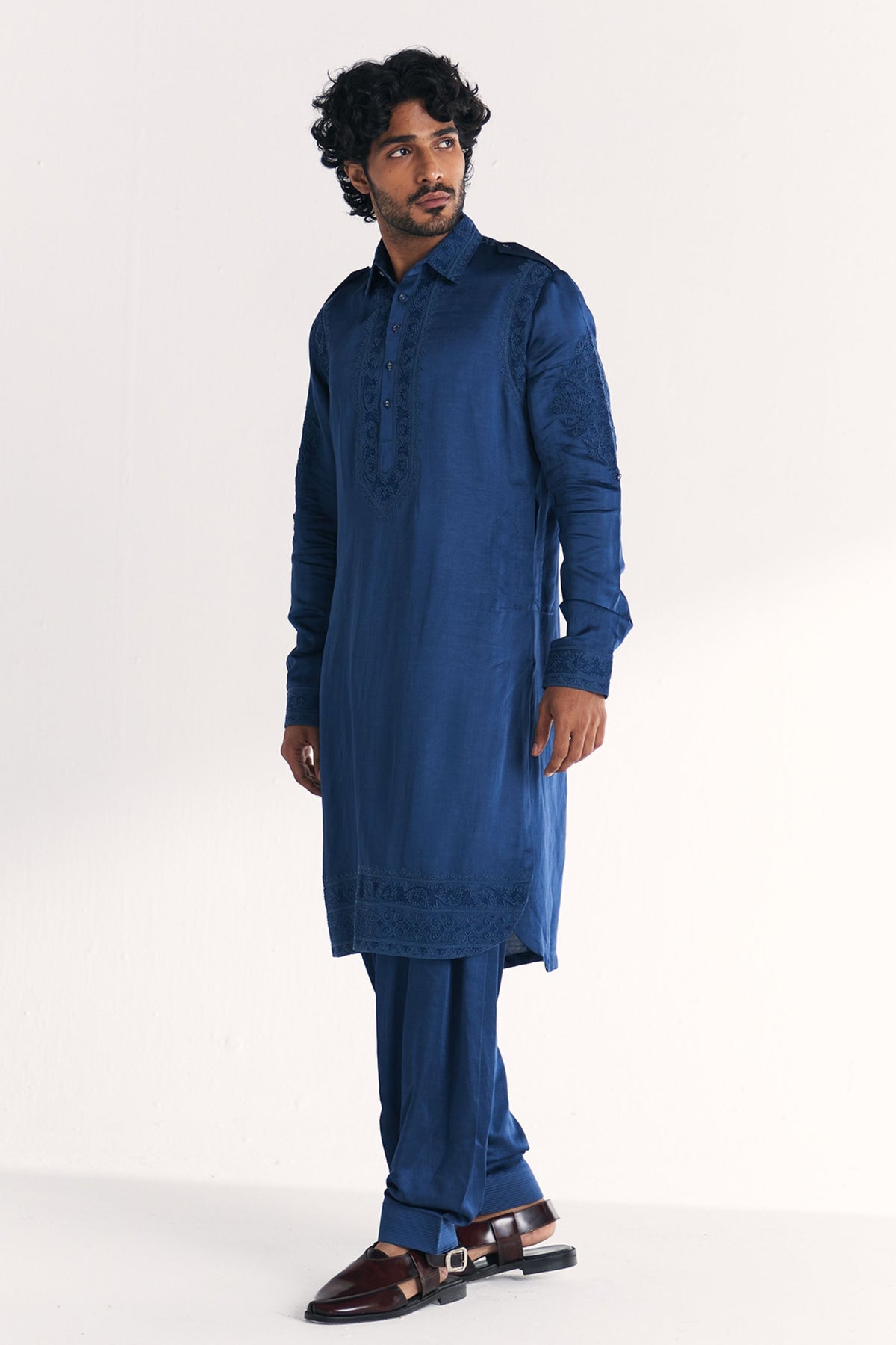Jalal Blue Pathani Kurta Set