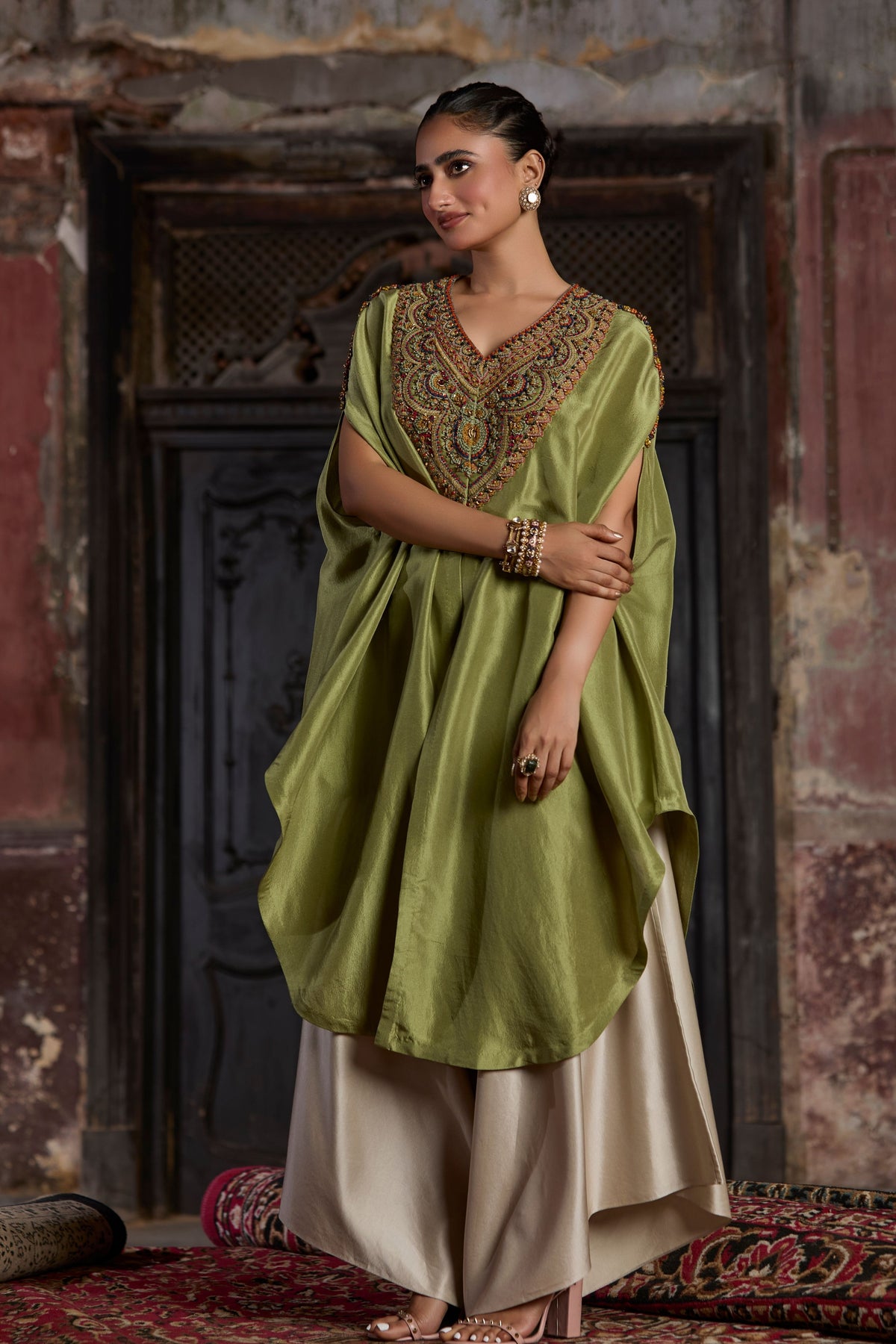 Lime Green Kaftaan Set