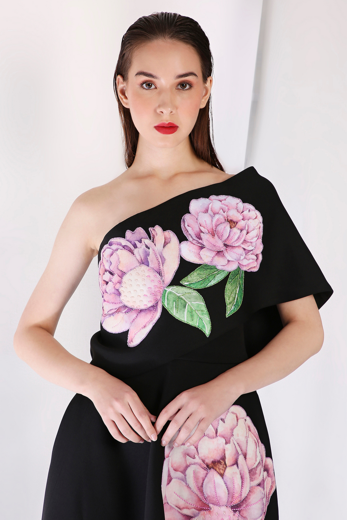Black Nyra Embroidery Dress