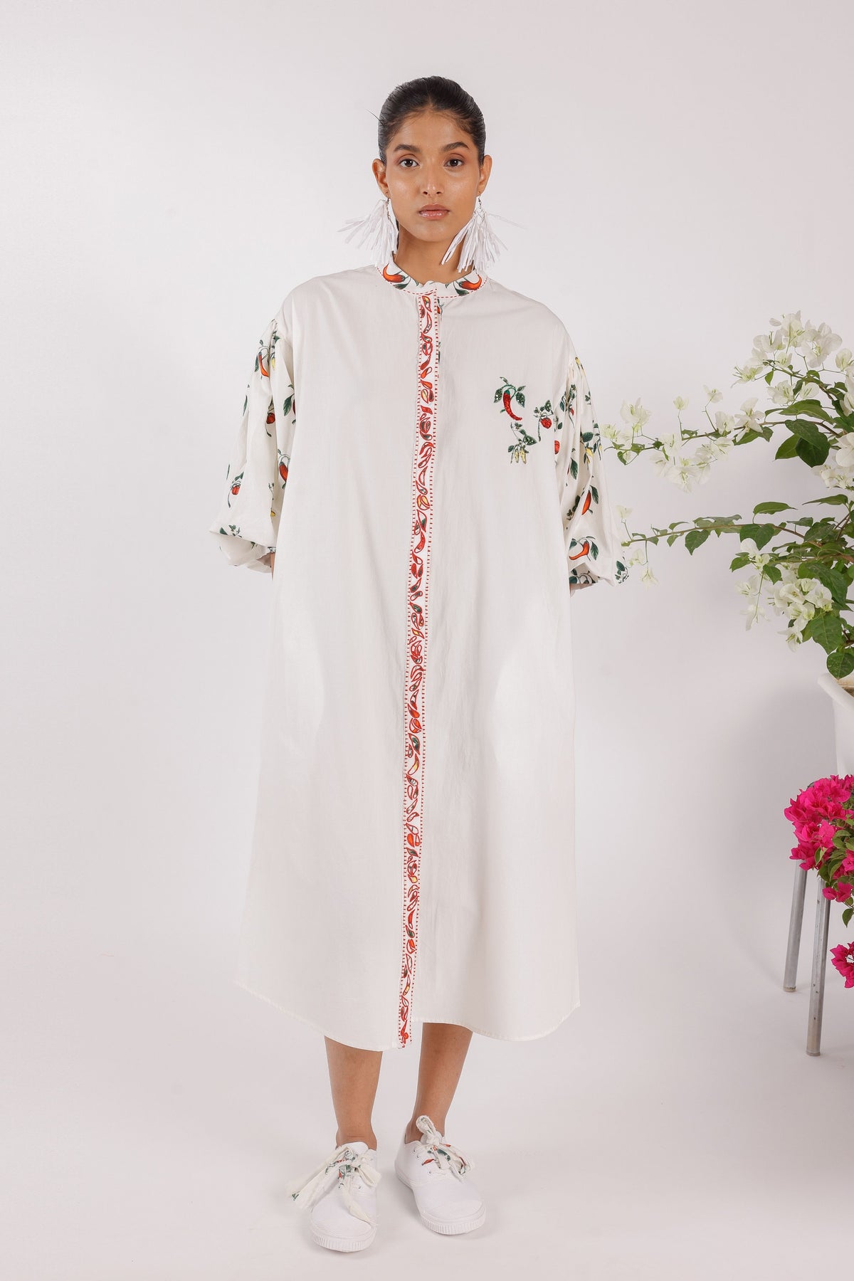 Chilli Print Poplin Shirt Dress