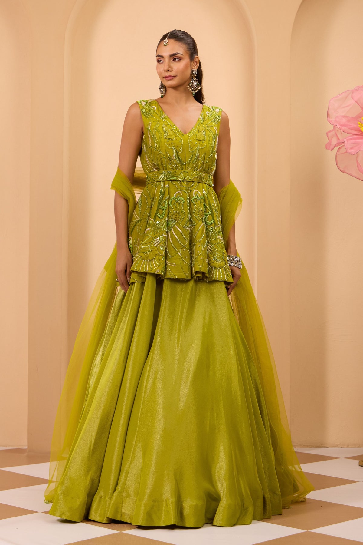 Green Peplum Set