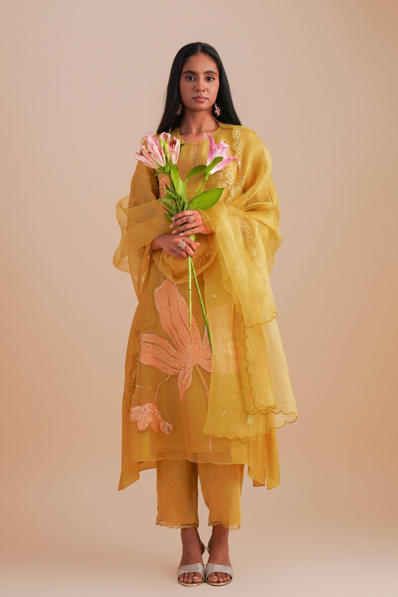 Daffodil Silk Organza Dupatta - One Not Two - Elahe