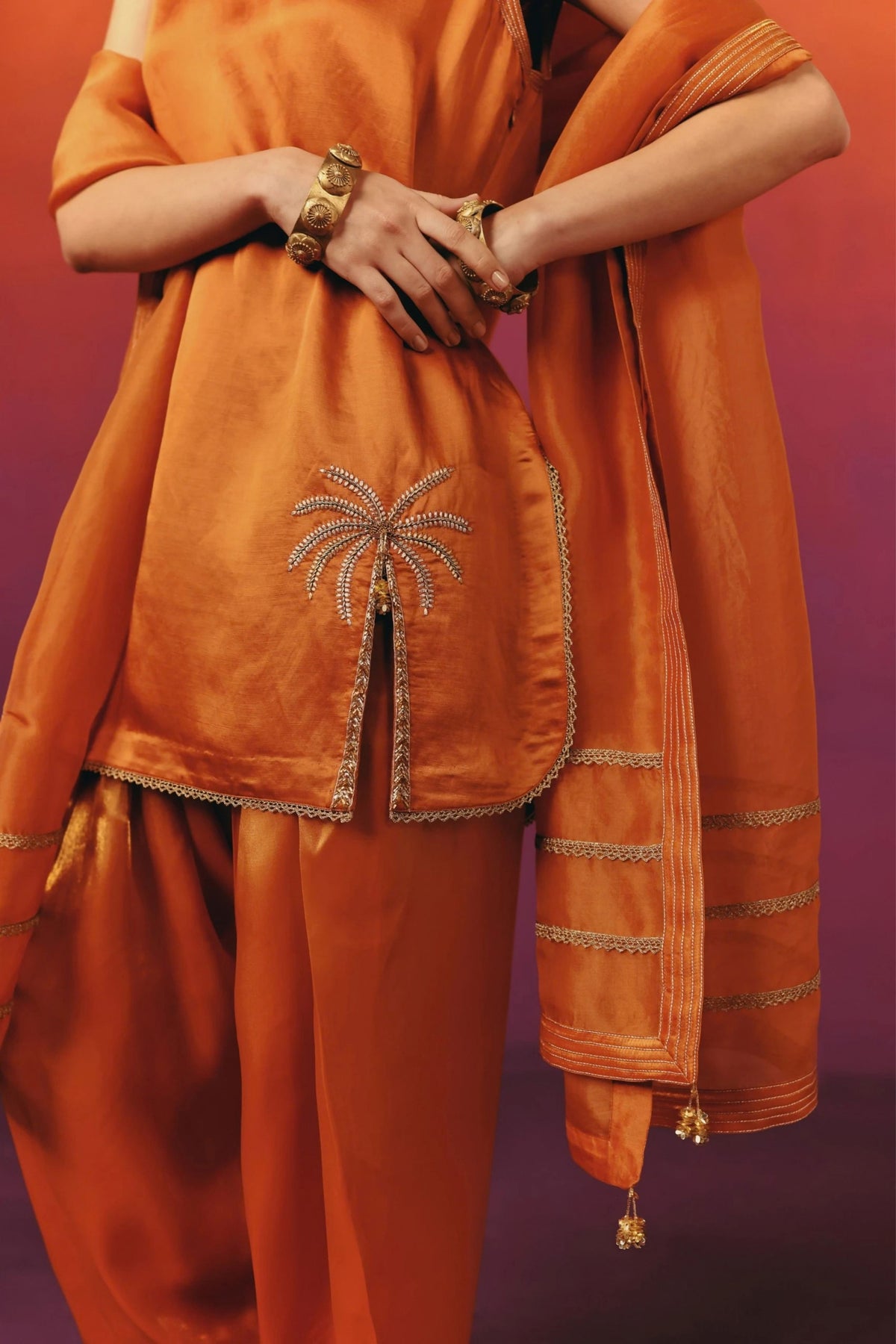 Burnt Orange Farshi Salwar Set