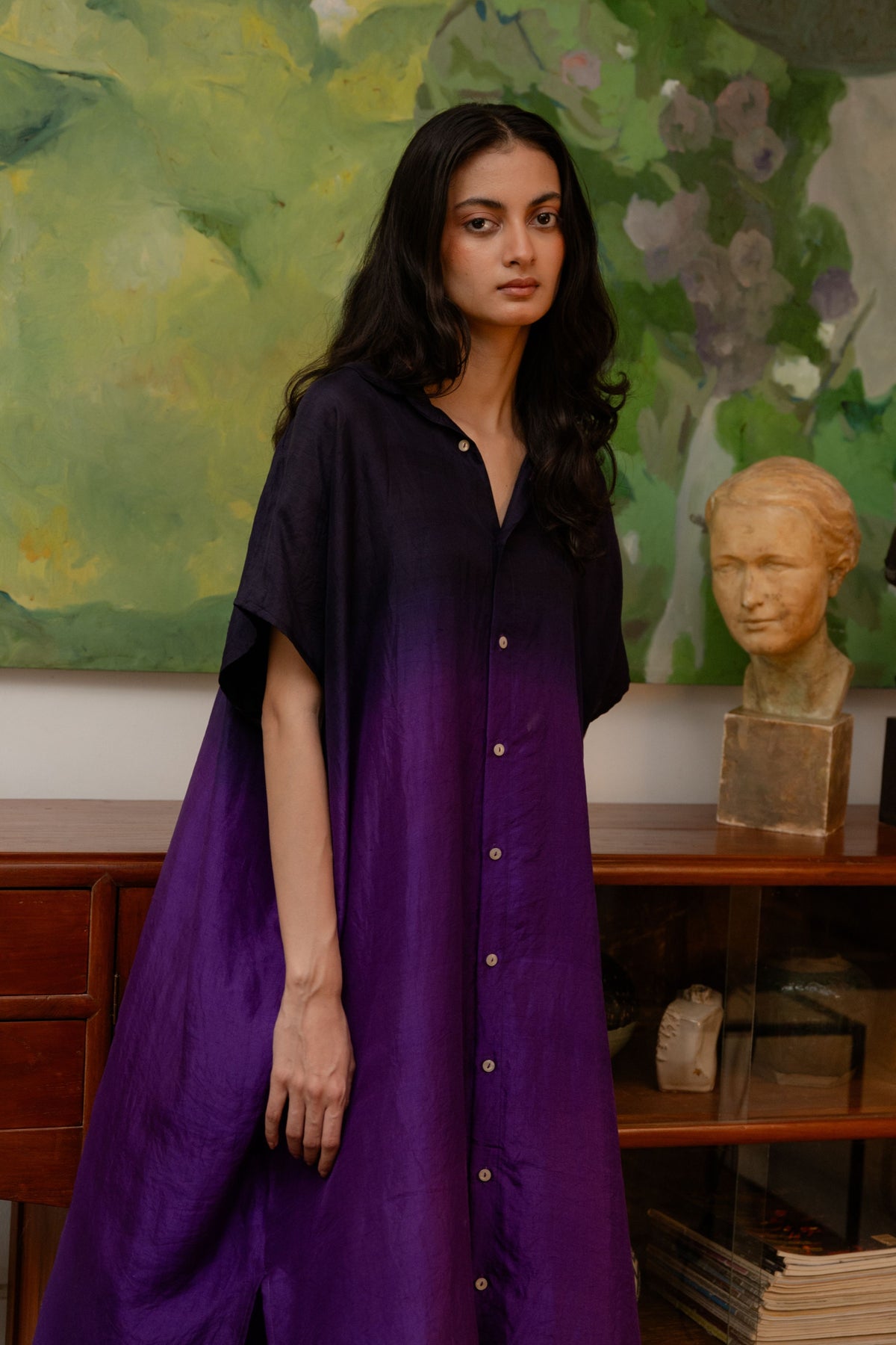 Purple Ombre Shirt Dress