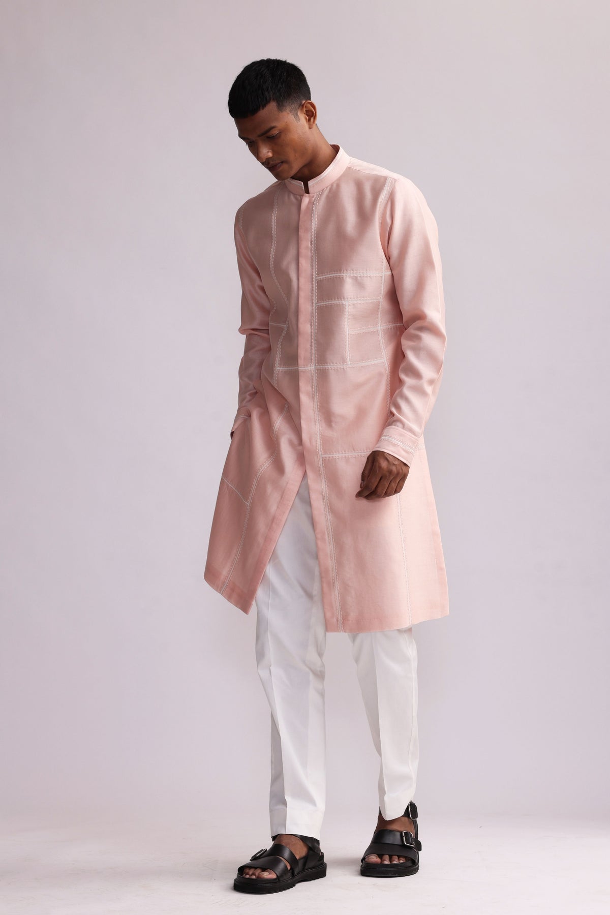 Buildings Block Patched Kurta Set