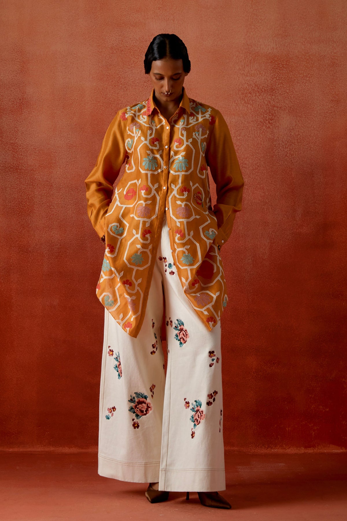 Embroidered Jacket Set