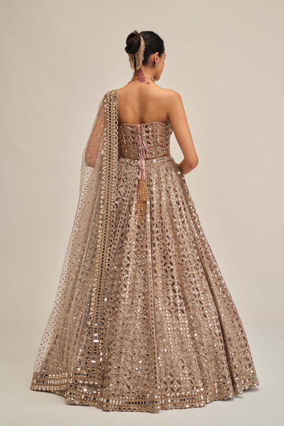 Ash Pink Cutwork Lehenga Set