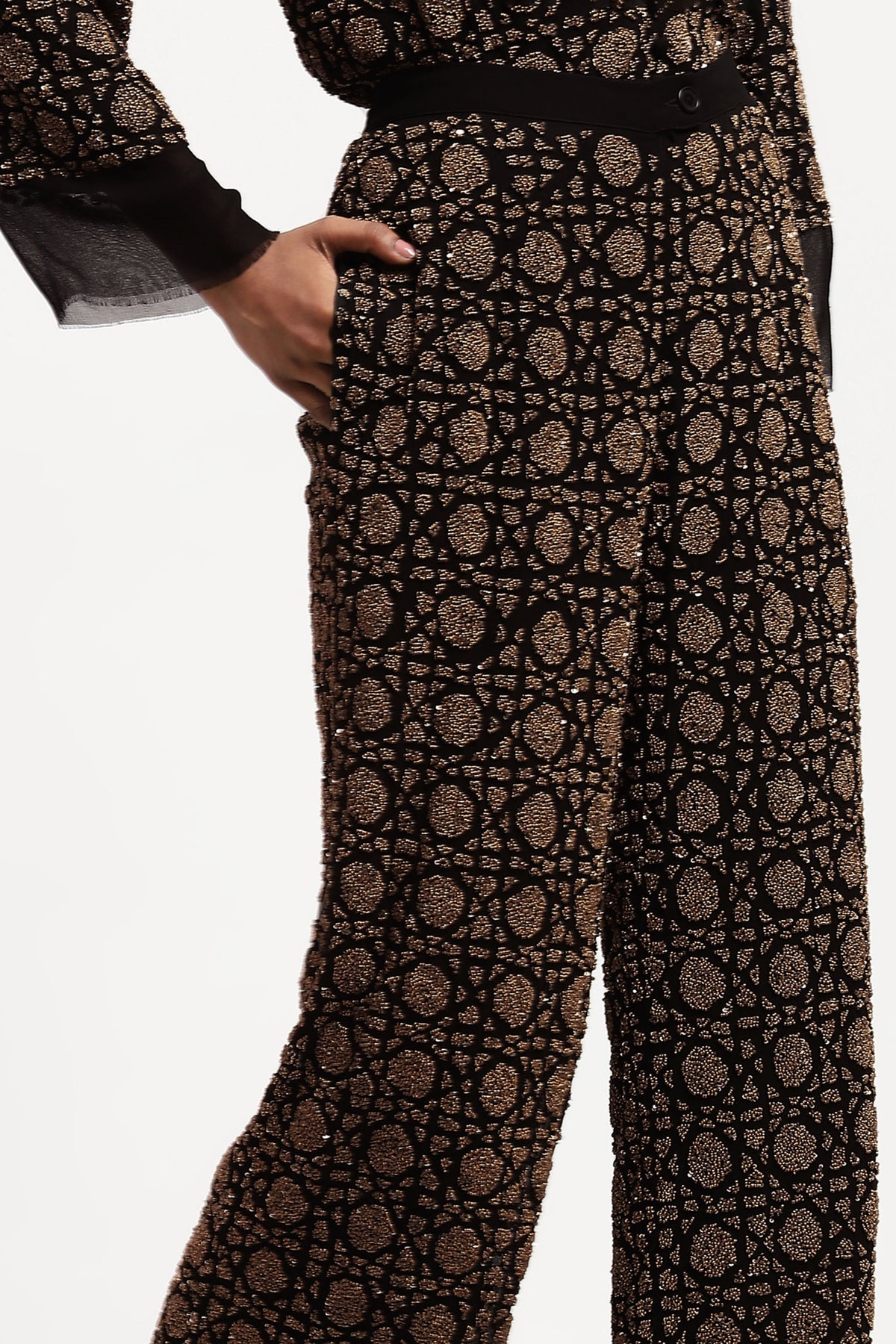 Embellished Wicker Pattern Trouser