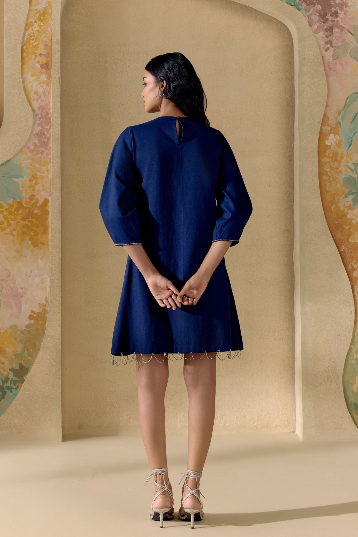 Indigo And Silver Embellished Dress