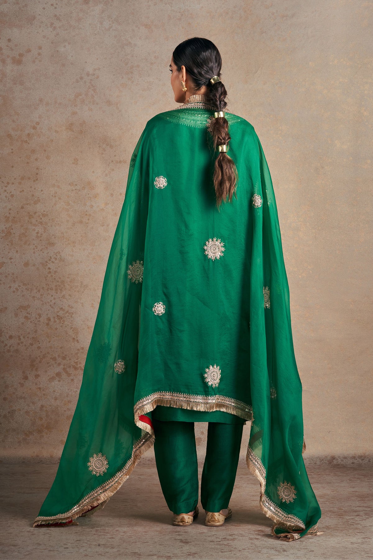 Sophisticated Emerald Silk Kurta Set