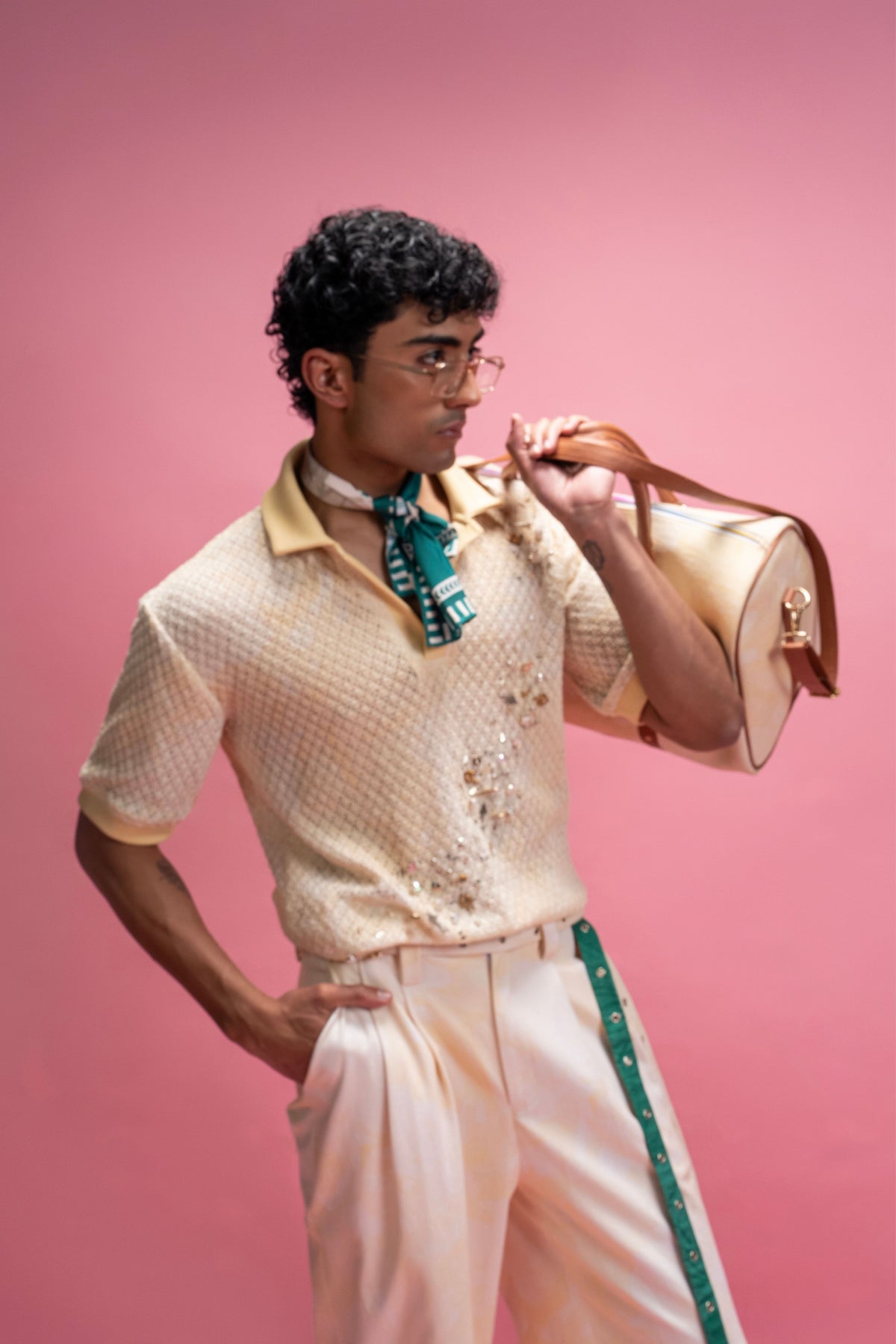 Cotton Lace Shirt Trousers Set