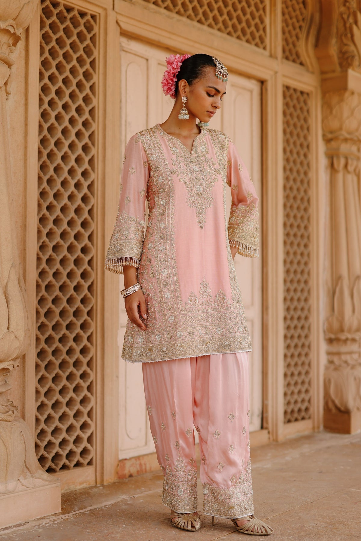 Elaya Pink Short Kurta Set