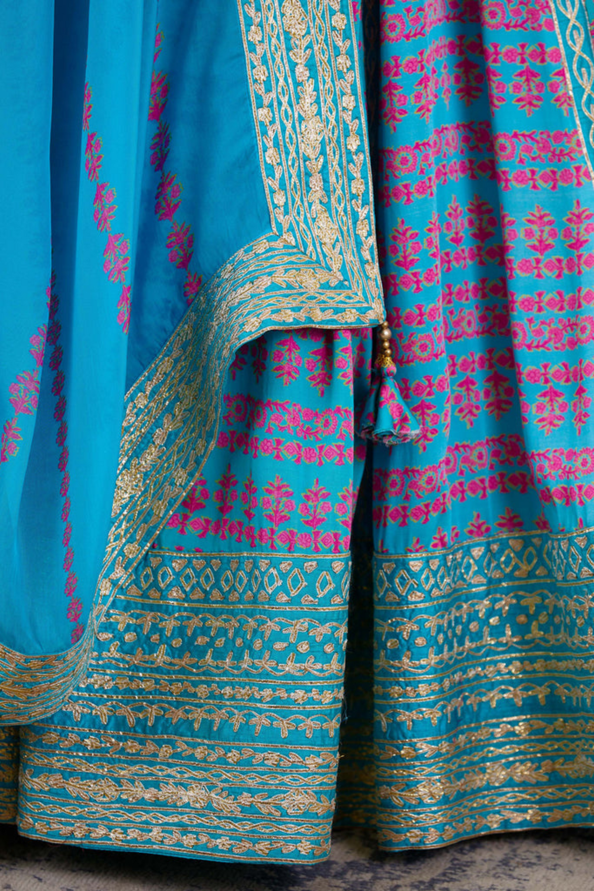 Sky Blue Gota embroidred lehenga set