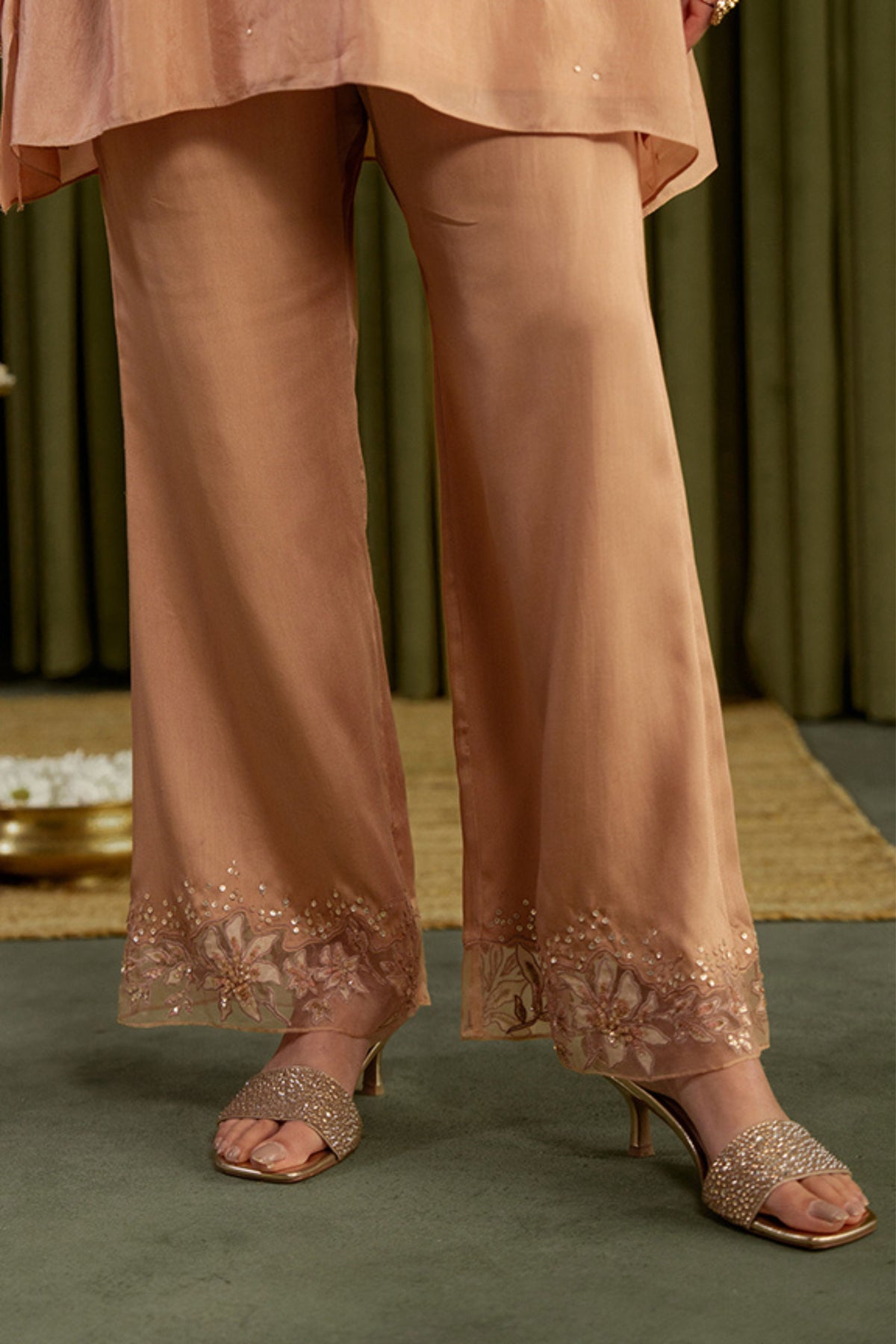 Golden Beige Embroidered Kurta