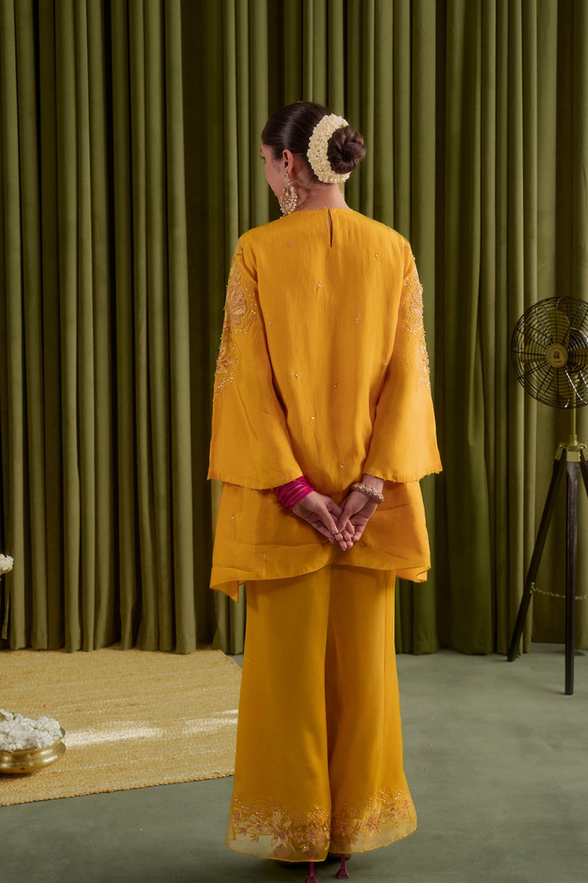 Golden Yellow Embroidered Kurta