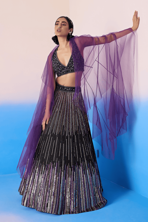 Mirroir - Black Lehenga Set - Elahe