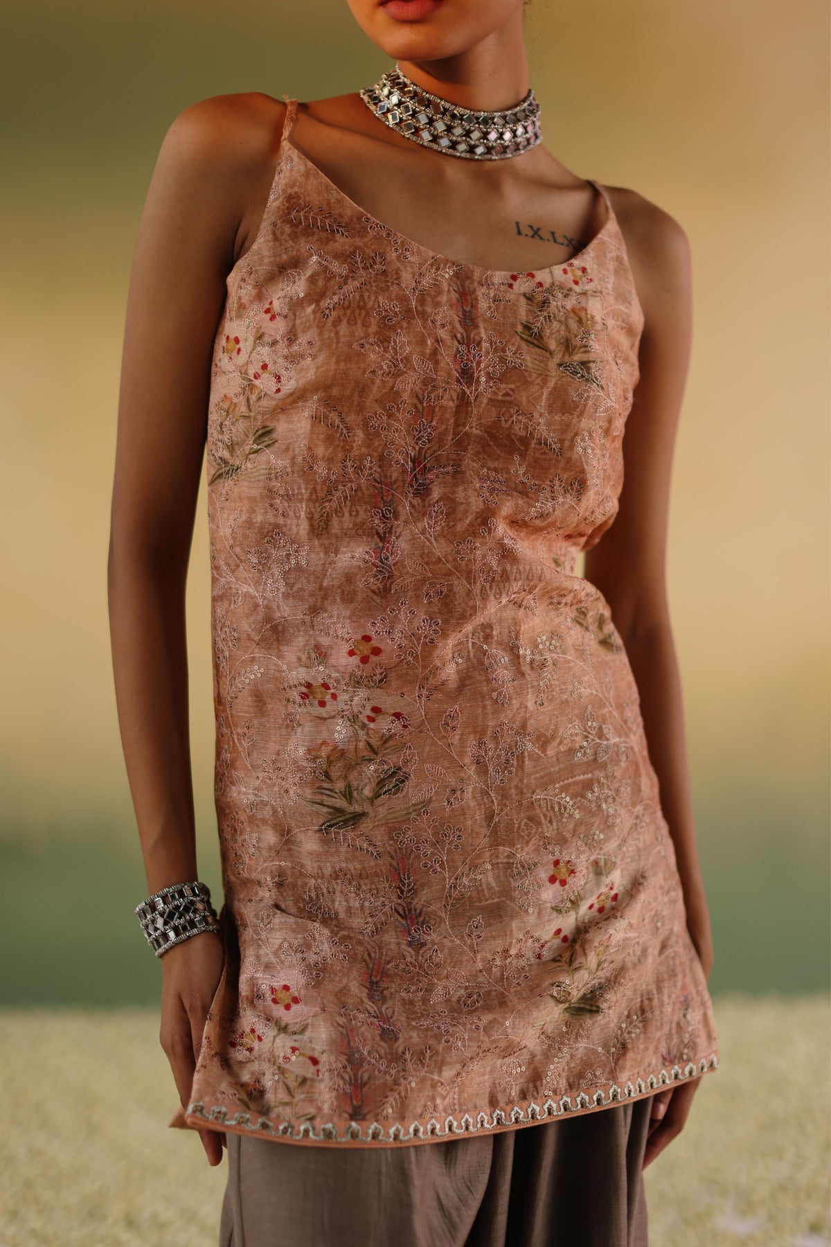 Nanda Peach Sharara Set