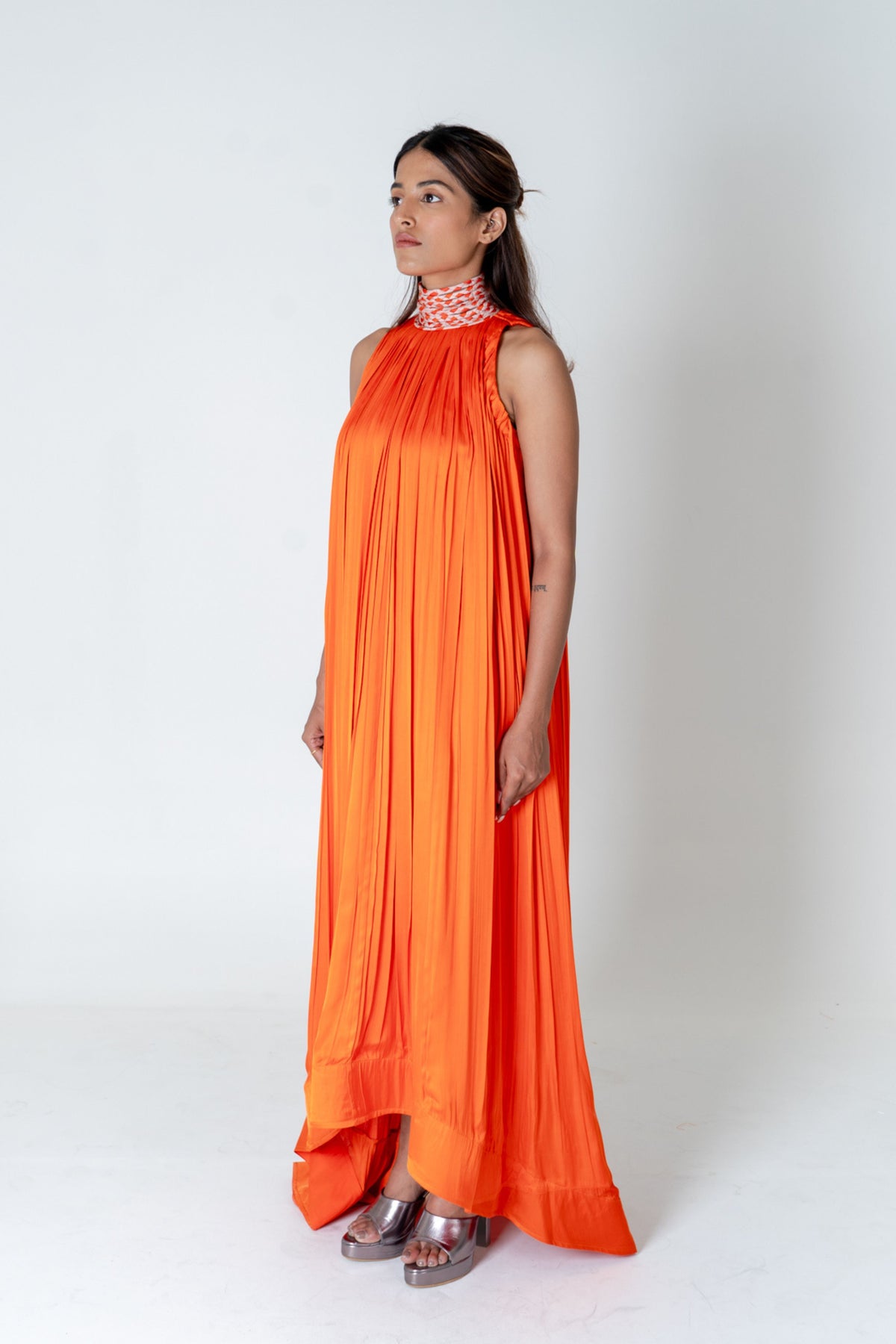 Orange-pink Gather Gown