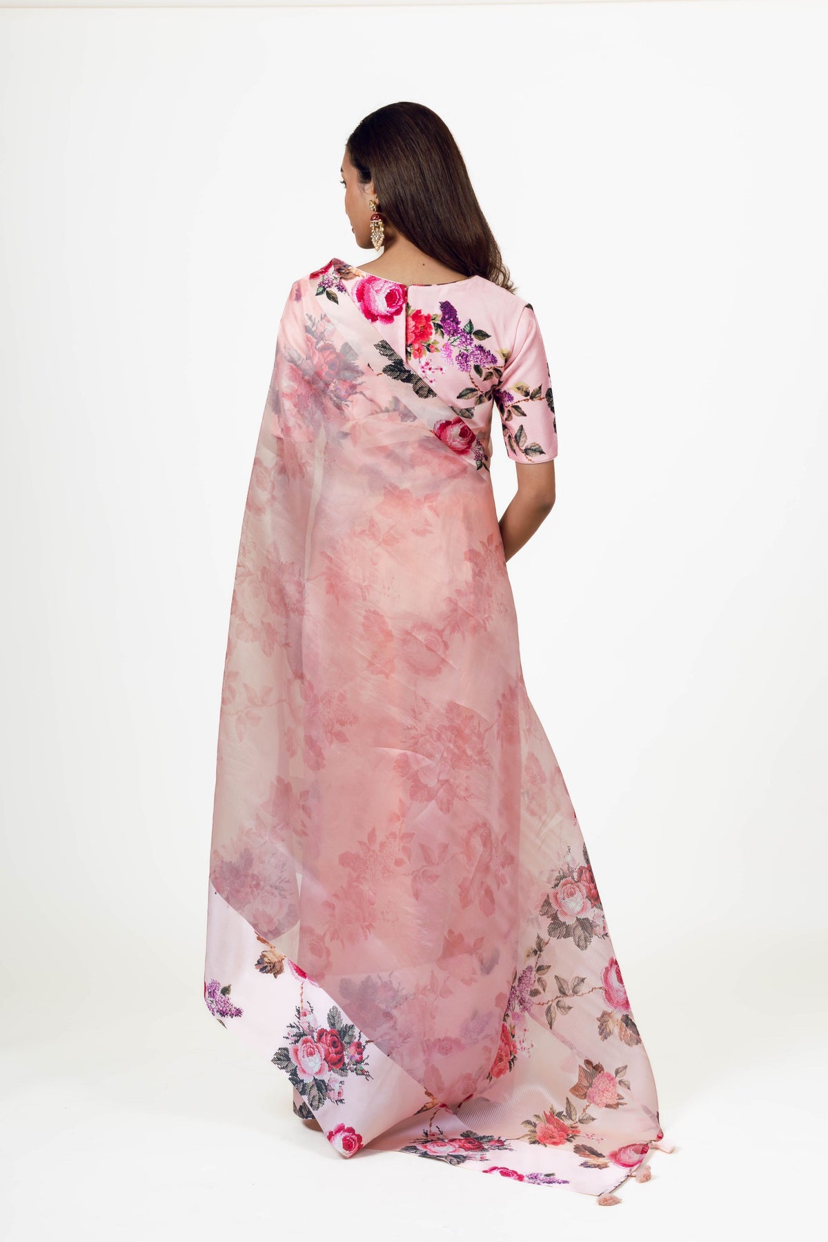 Nila Pink Organza Saree