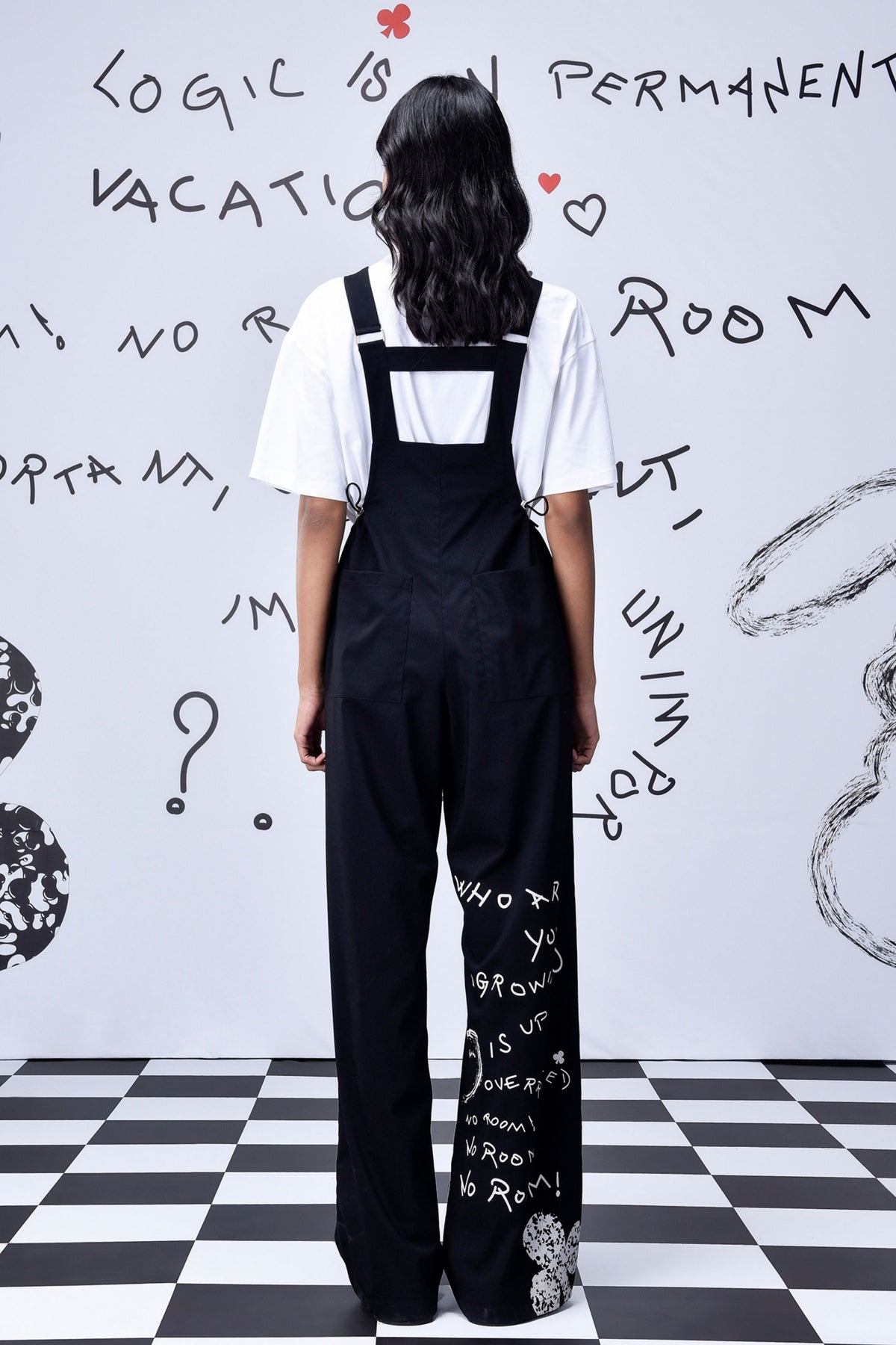 Women Scribble Text Dungaree