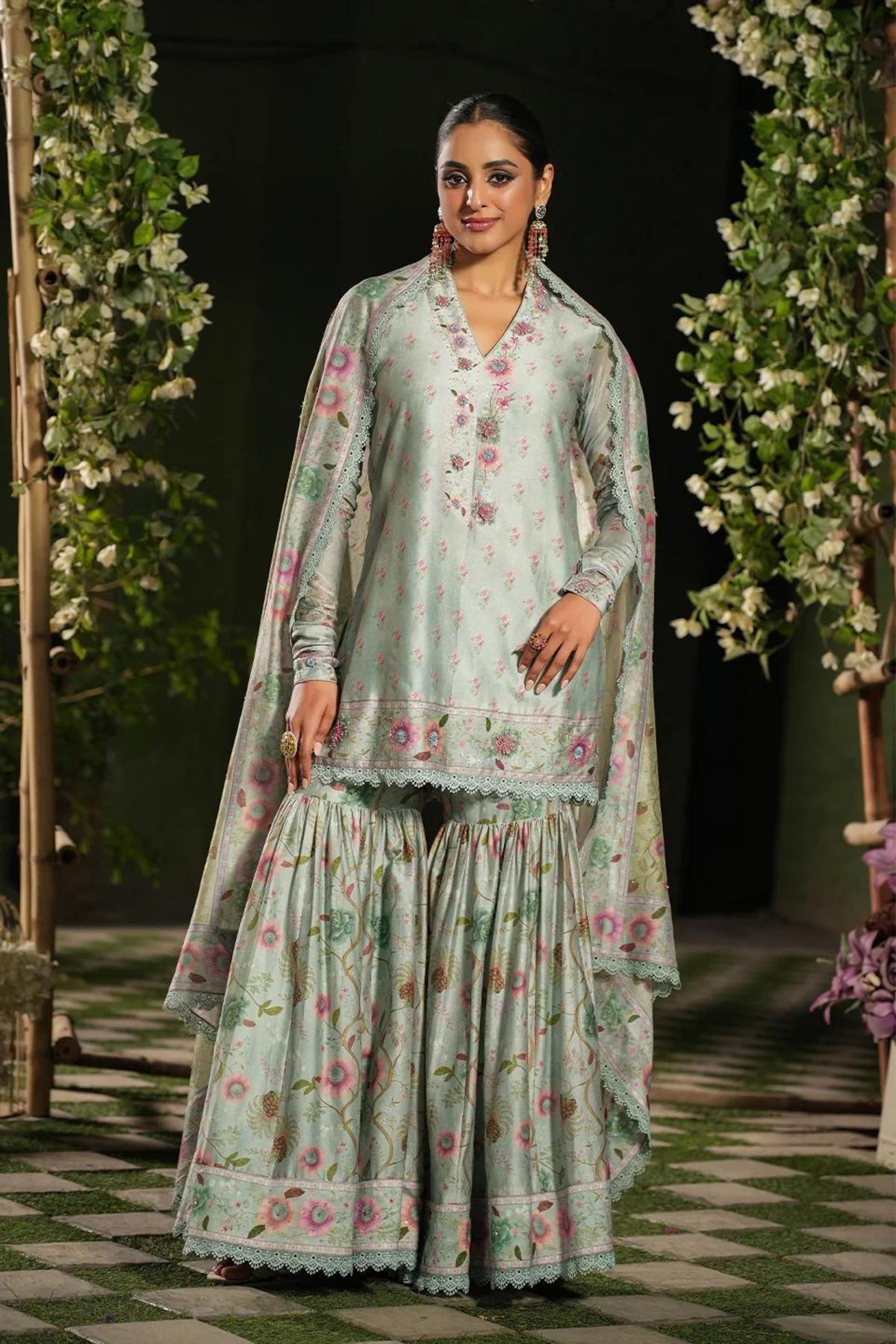 Mughal Sharara Set in Blue