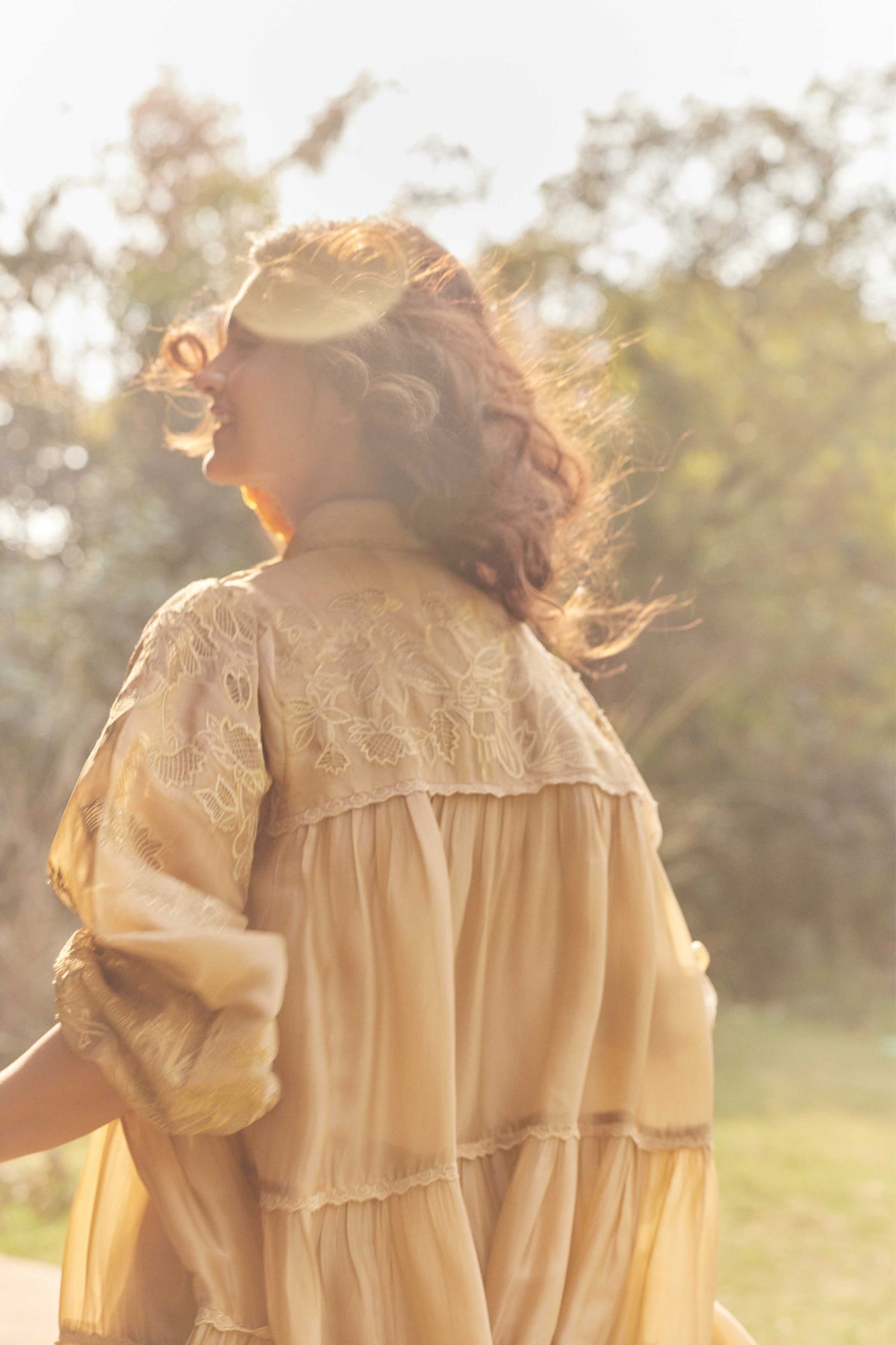 beige Airy Short Dress