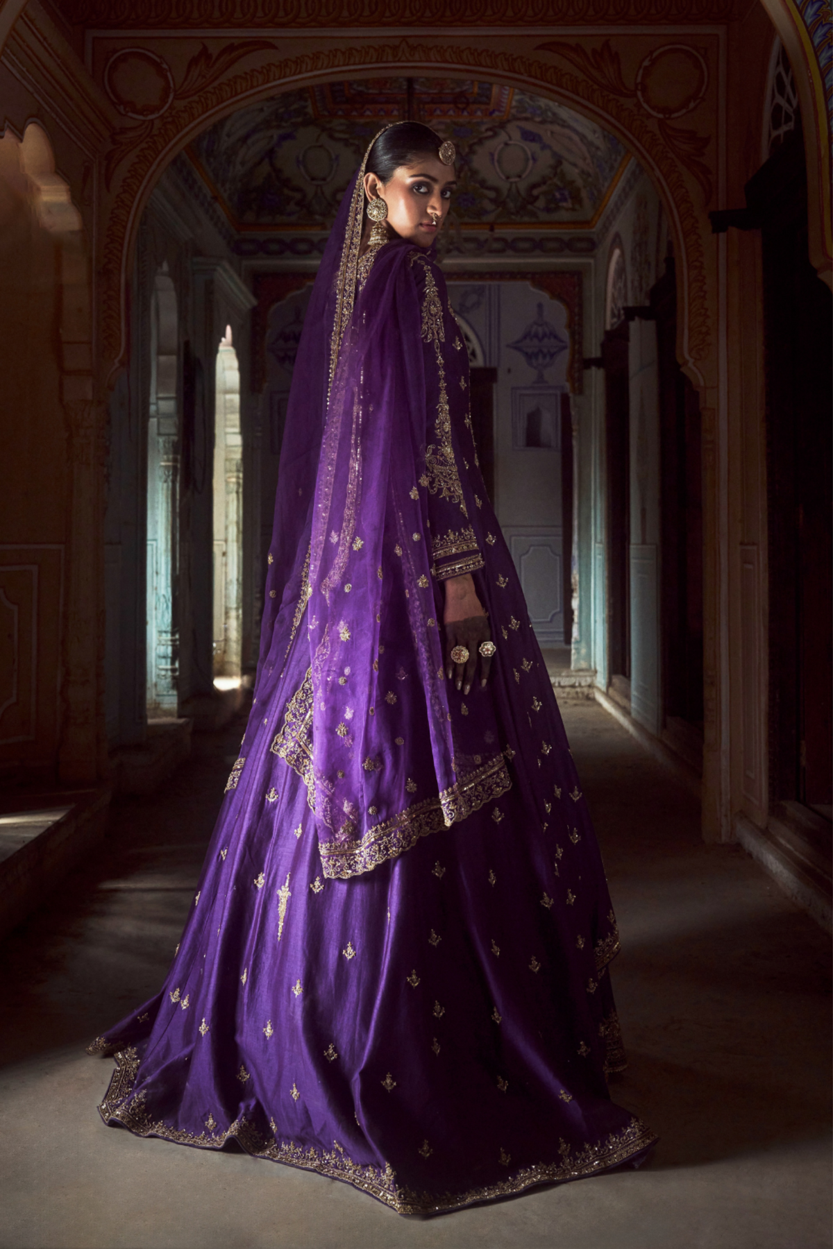 Purple Chanderi Silk  Jacket  Set