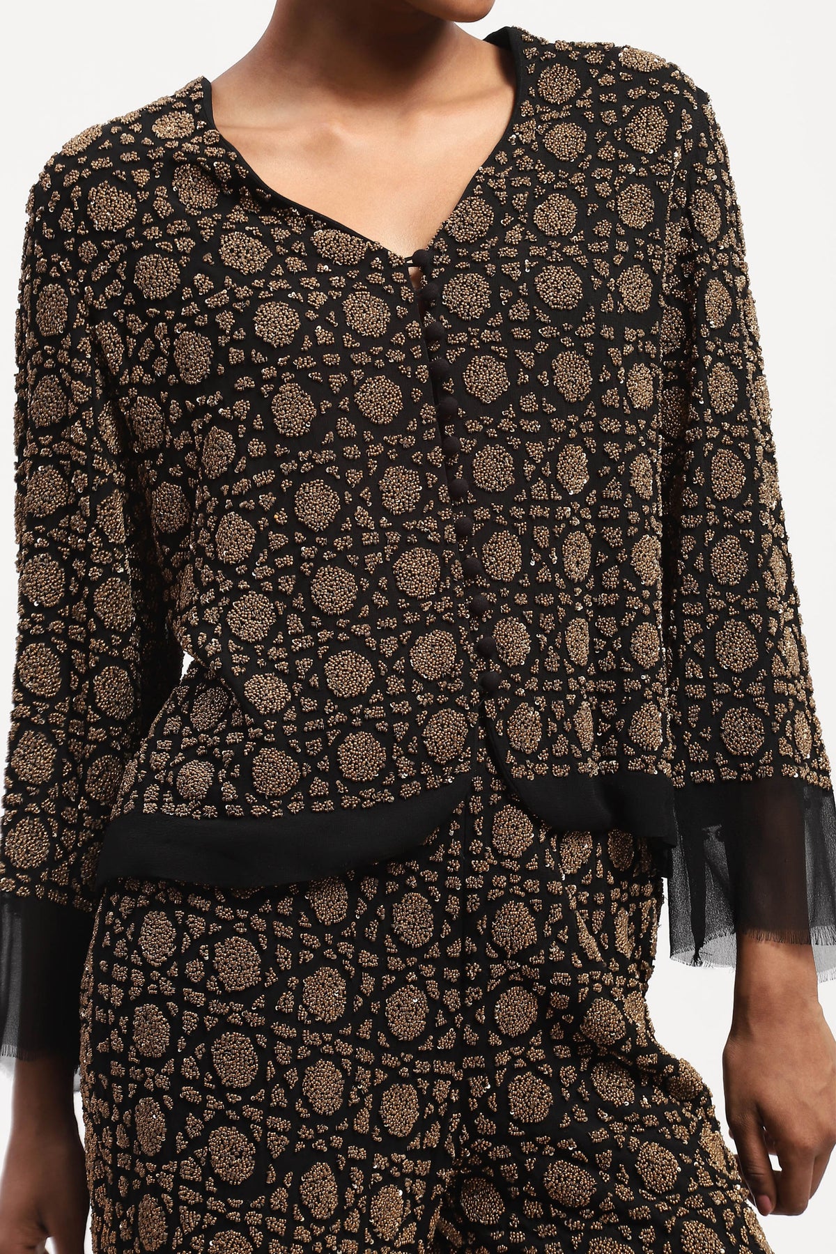 Embellished Wicker Pattern Jacket
