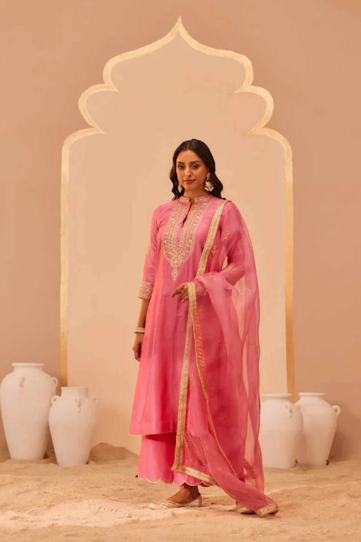 Zaniab Pink Long Kurta Set