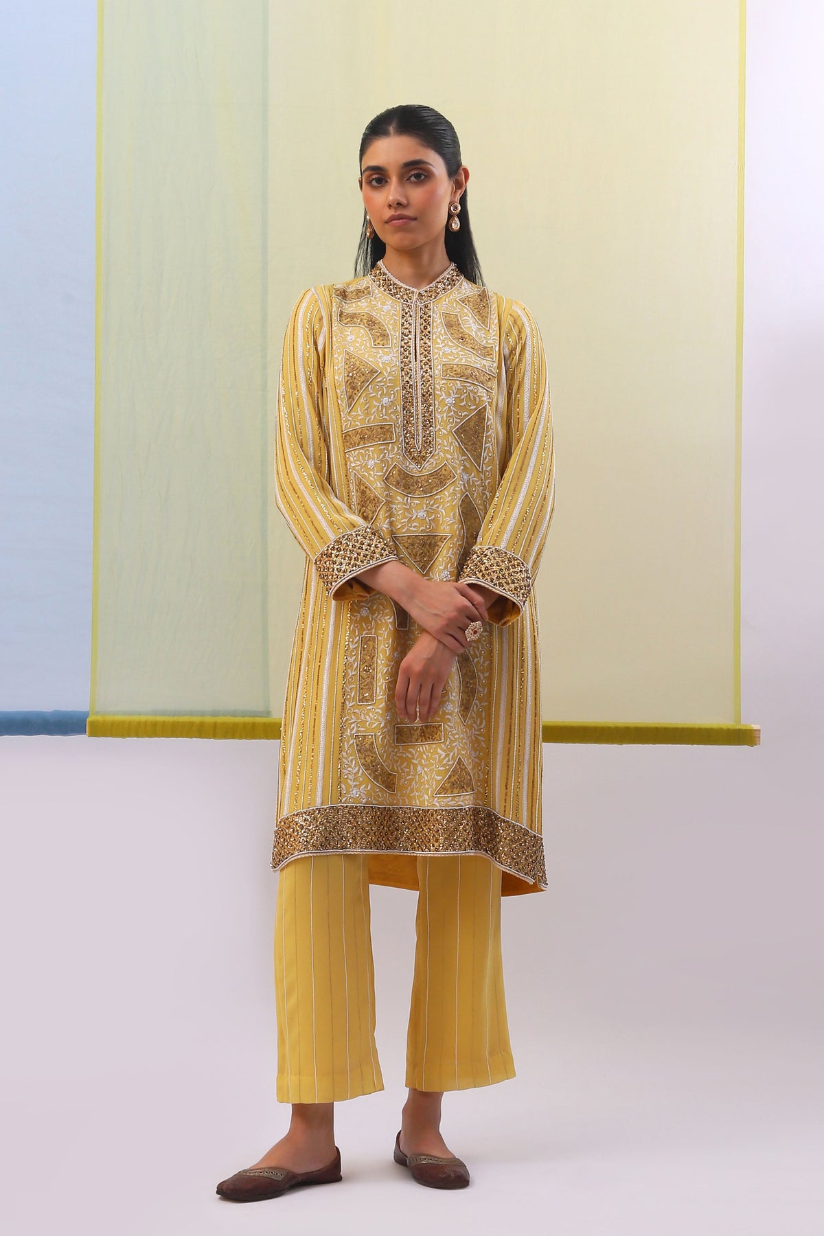 Yellow Nuha Long Kurta Set