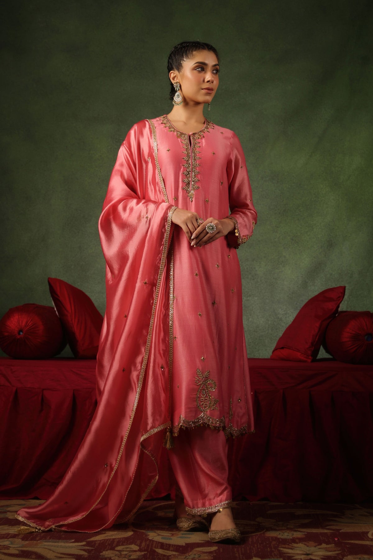 Pink Ambi Buta Kurta Set
