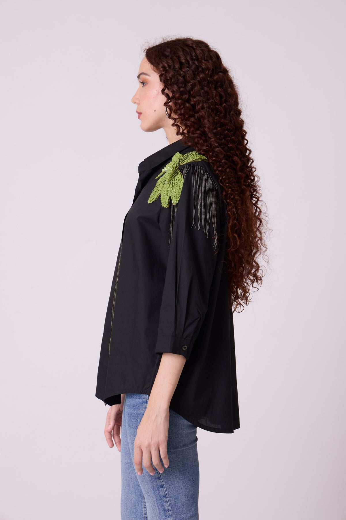 Jules Applique Black Shirt