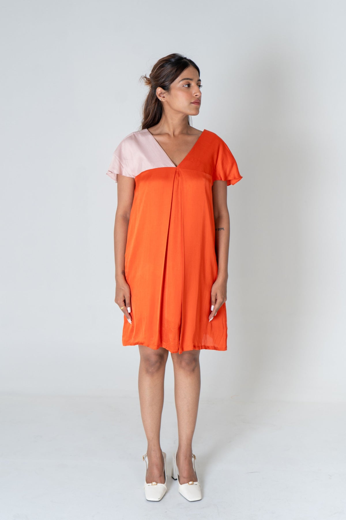 Orange-pink Short Dress