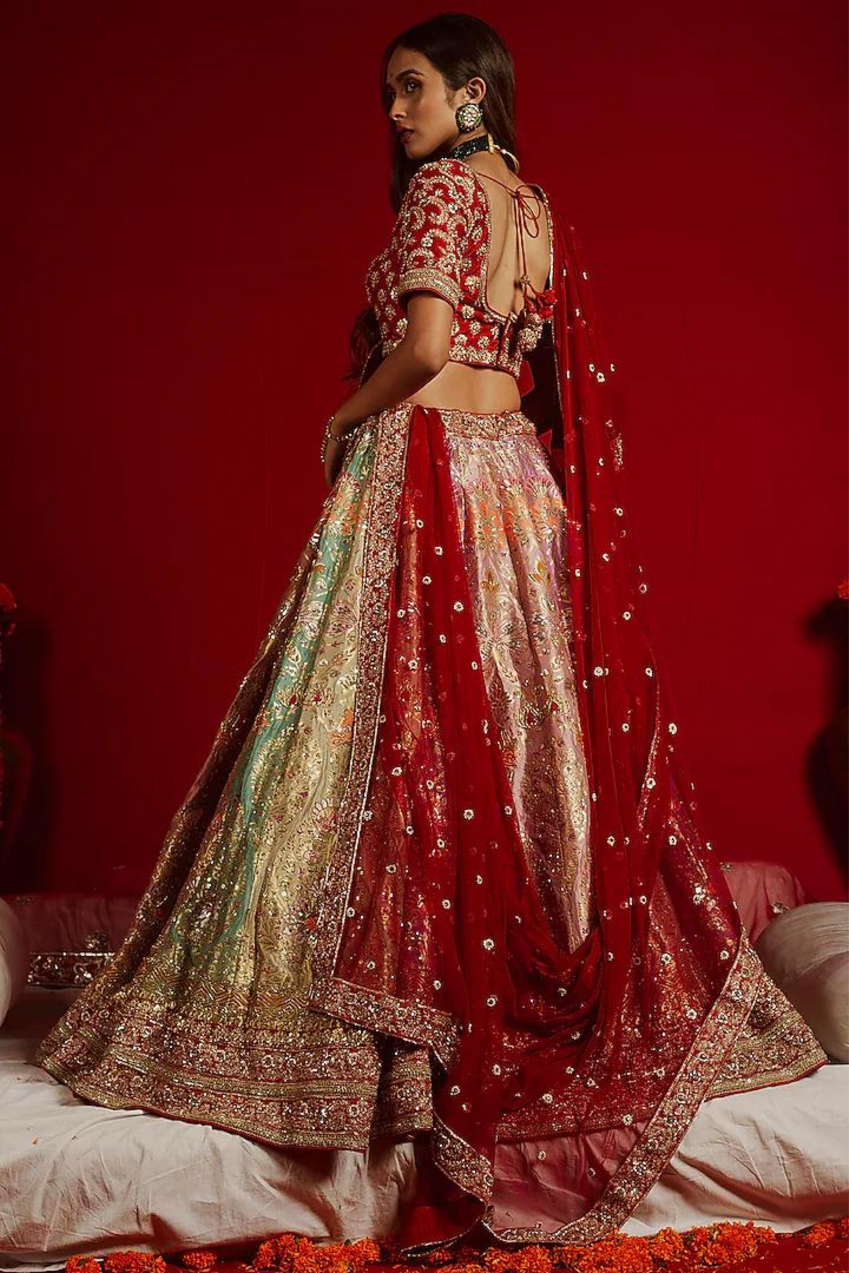 Multi Color Kali Benarasi Lehenga