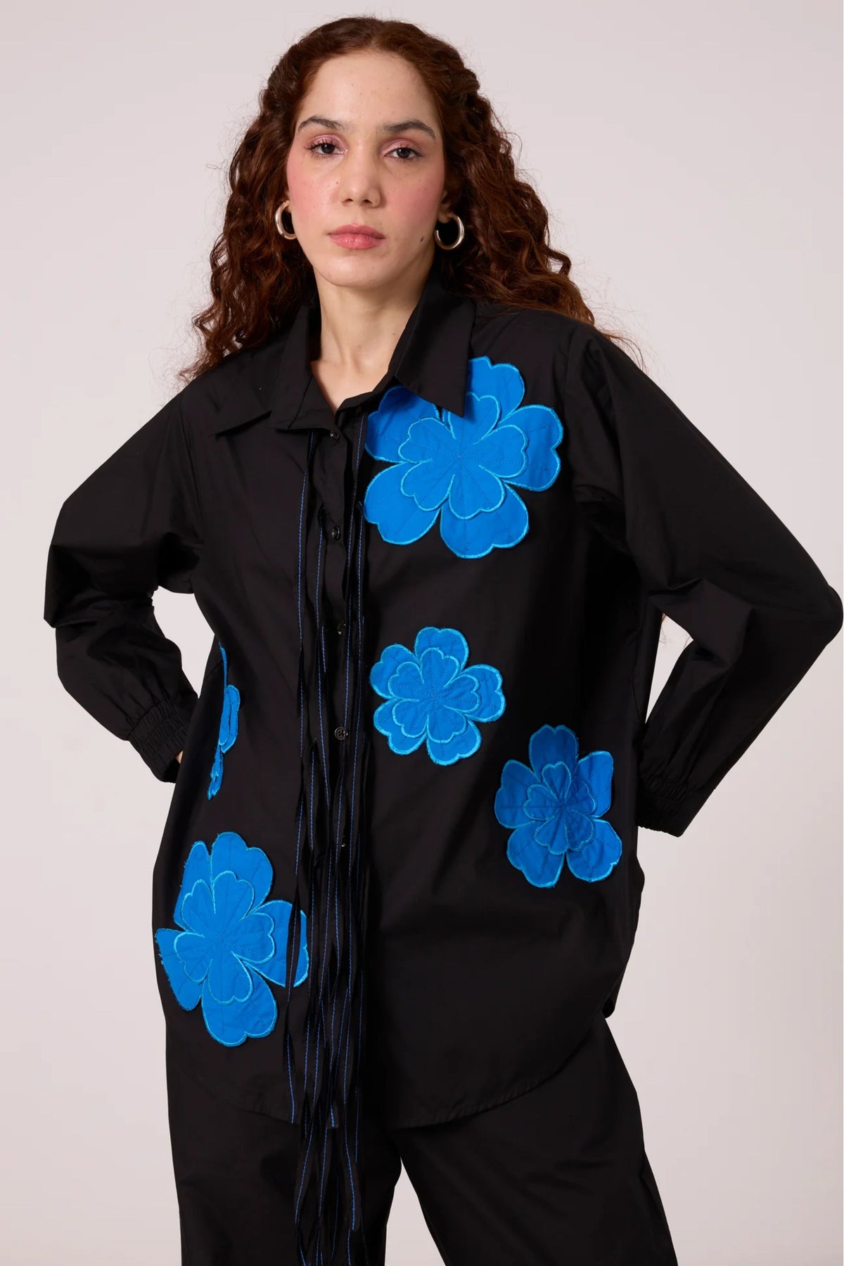 Sasha Applique Black Shirt