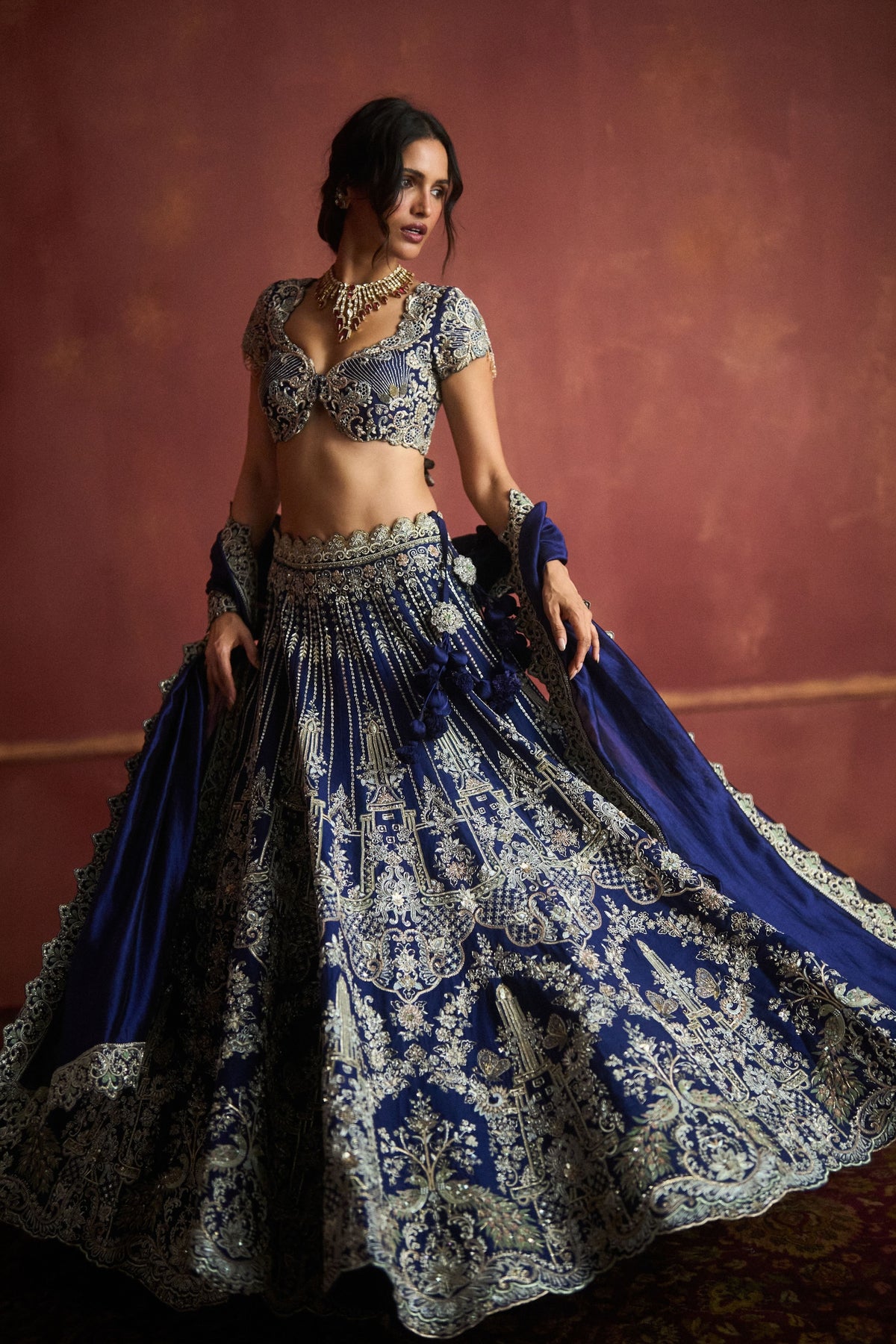 Purple Raw Silk Lehenga Set