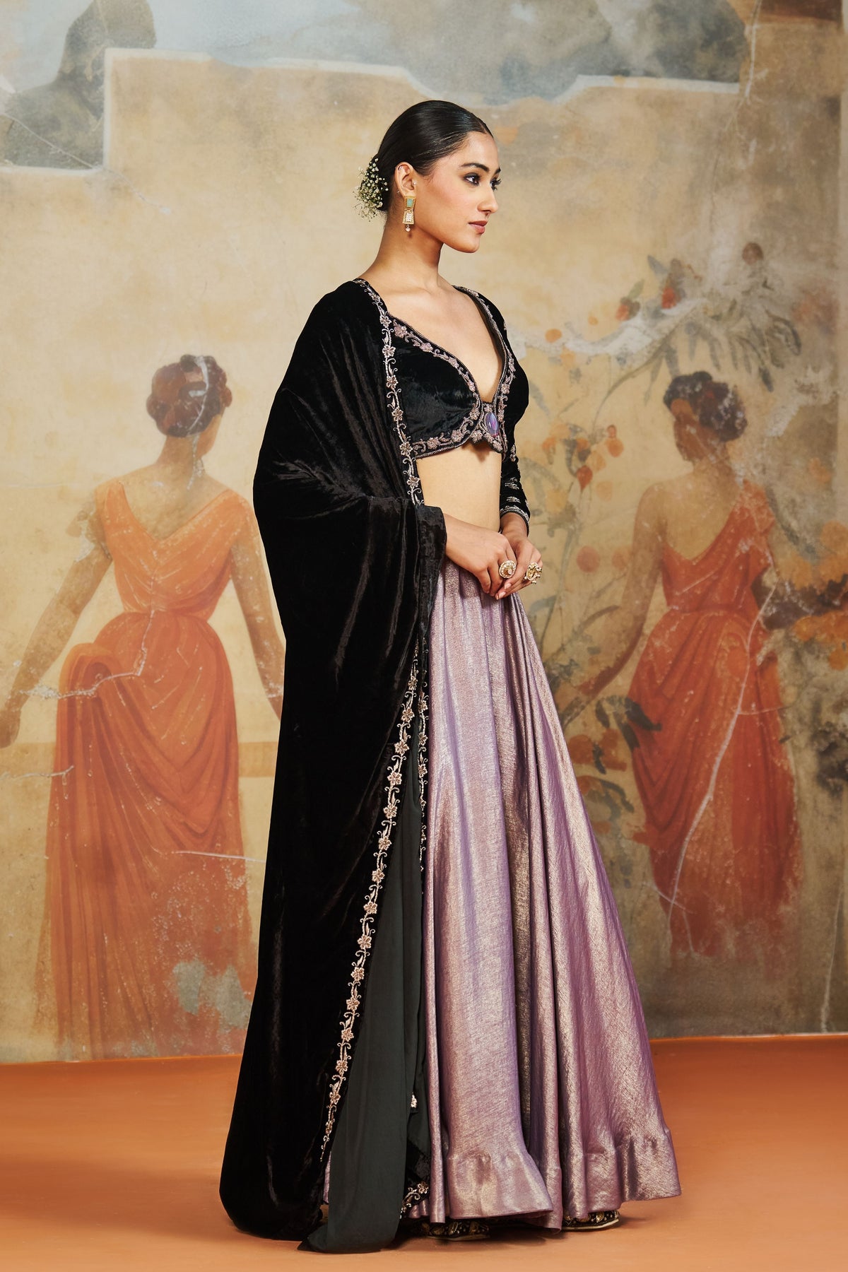 Black Velvet Lehenga Set