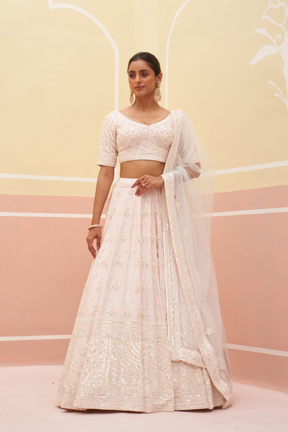 Blush Pink Silk Lehenga Set