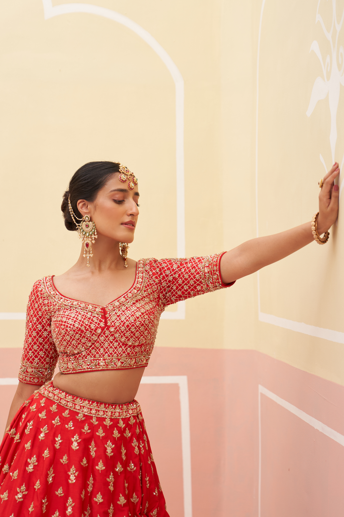 Red Silk Lehenga Set