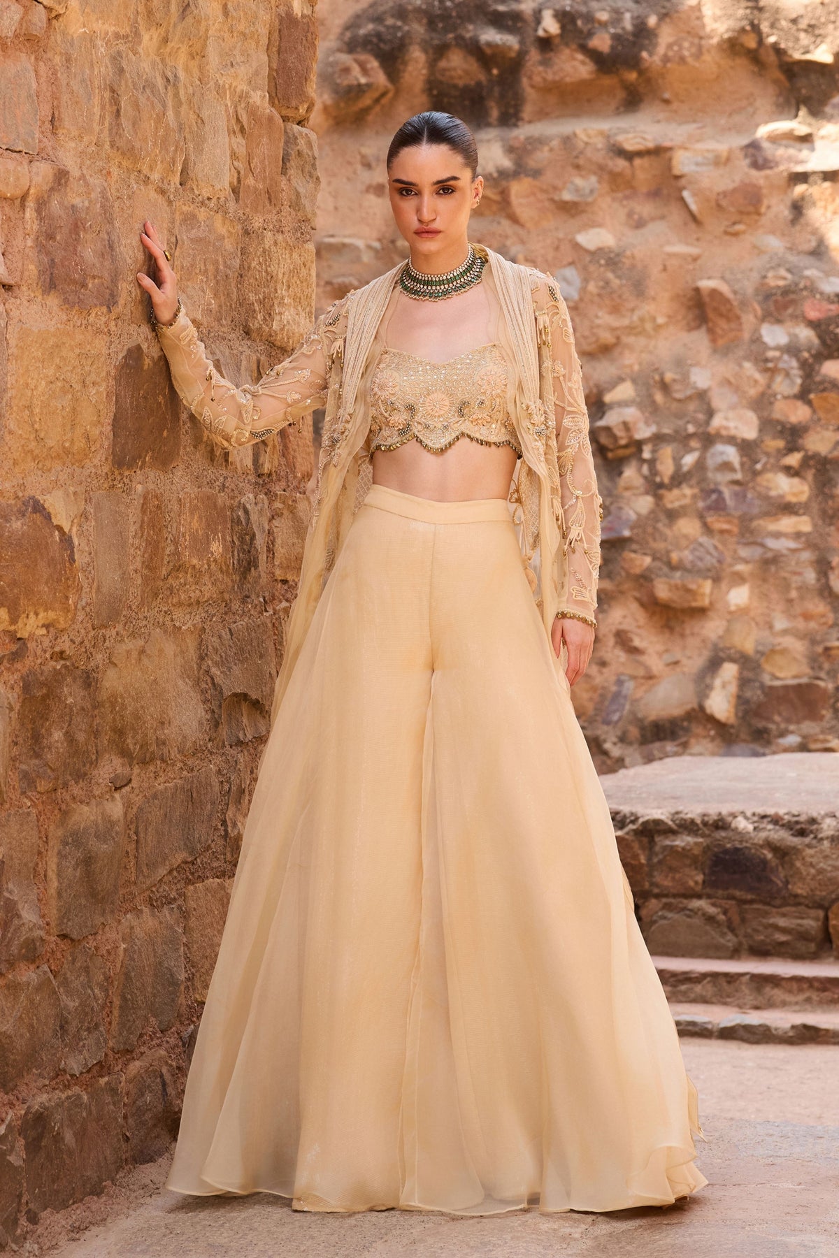 Champagne  Long Jacket Set