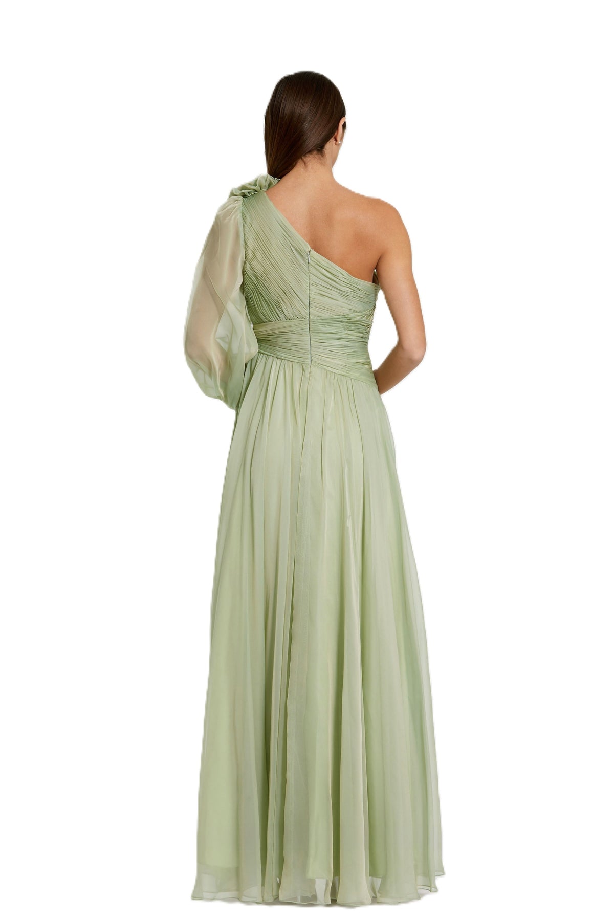 Green One Shoulder 3d Flower Gown