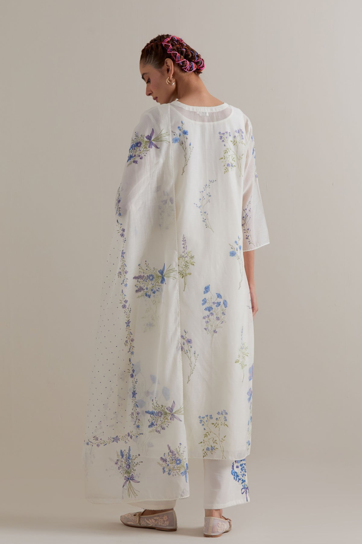 Blue Green Floral Kurta