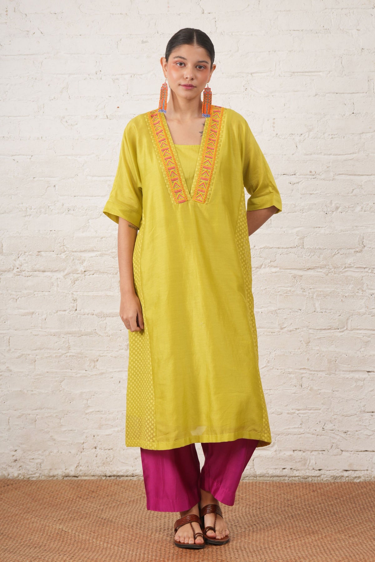 Lime Fuschia Kurta Set