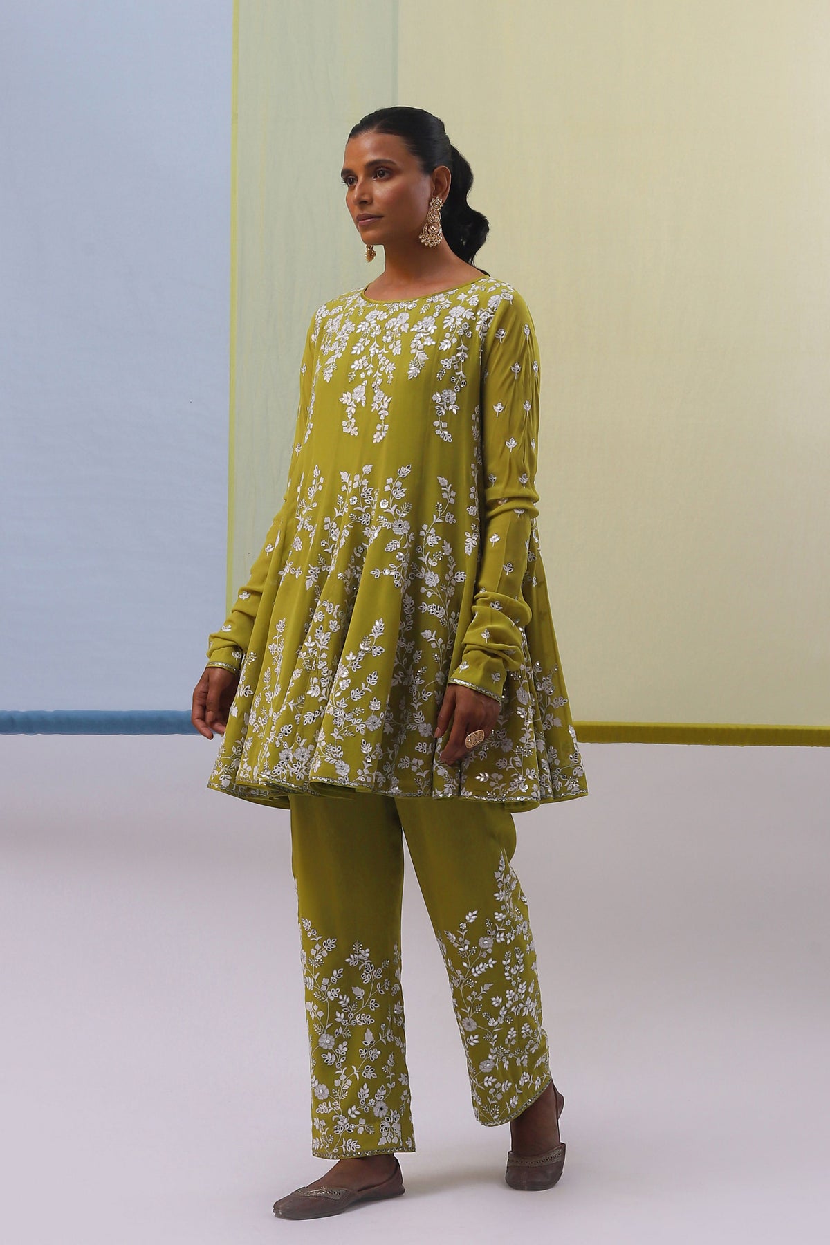 Green Rooh Short Anarkali Set