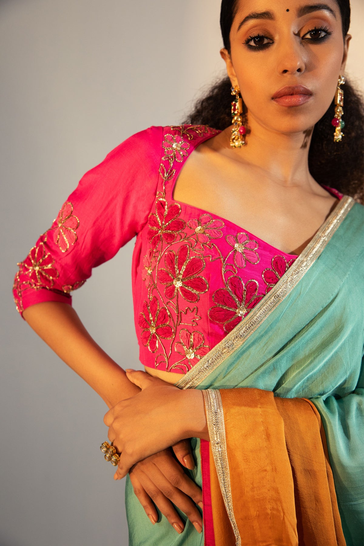 Ombre Saree with 3D Motifs