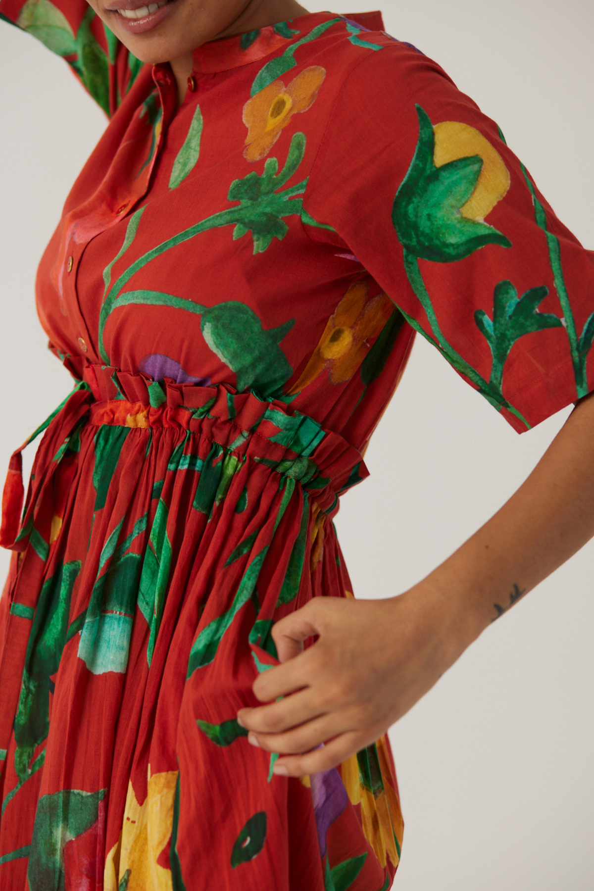 Red Gathered Dress